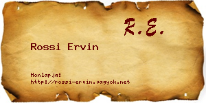 Rossi Ervin névjegykártya